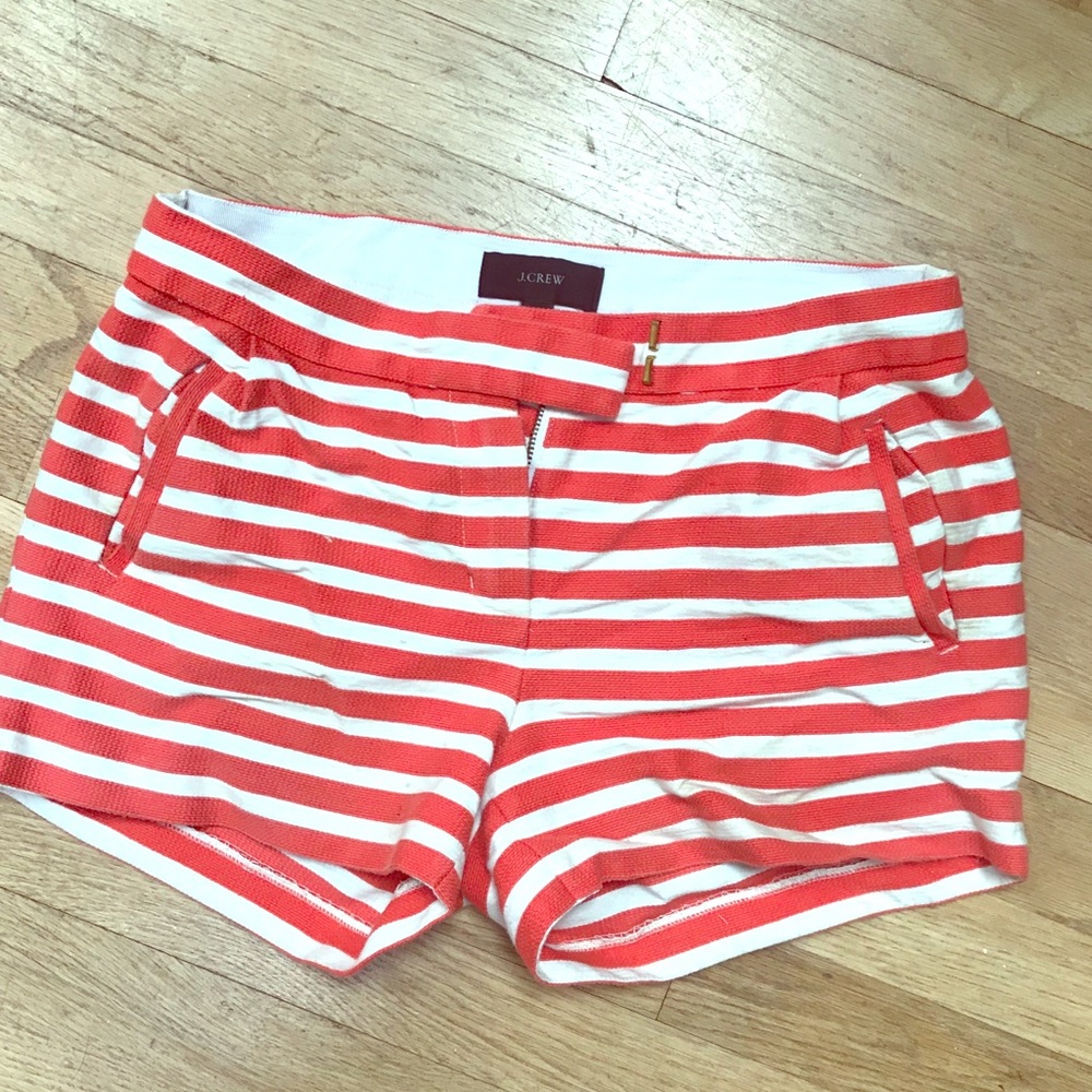 Jcrew coral/white stripped shorts. Size 2